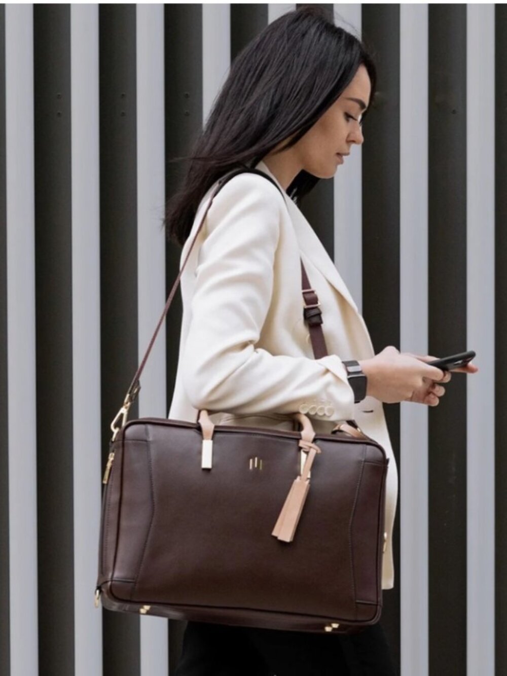 La Mansio Italian Premium Leather laptop work bag backpack Chocolate Brown Color